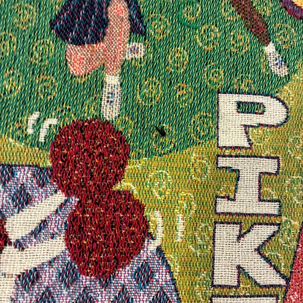 Vintage Cheerleader Woven Tapestry Throw Blanket Fringe‎ Colorful Sports Woven